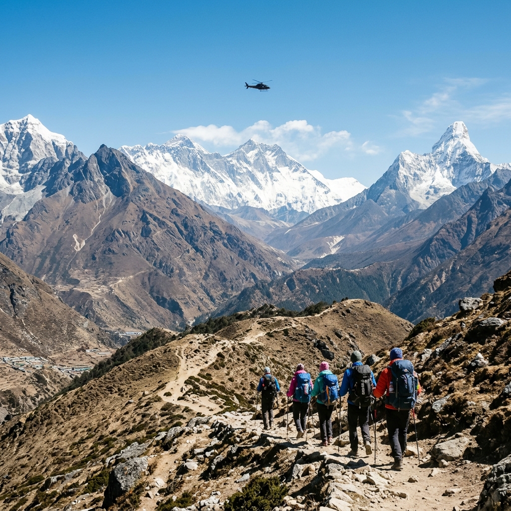 Helicopter vs Trekking to Everest Base Camp comparison